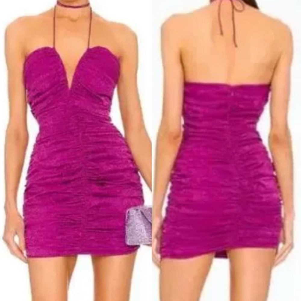 RONNY KOBO Orielle Silk-Blend
Jacquard Mini Dress Striking Purple size Small